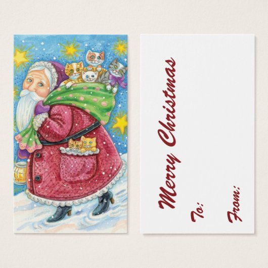 かわいいクリスマス サンタクロースと子猫と猫たち! (正面&裏面)