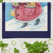 かわいいクリスマス サンタクロースと子猫と猫たち！ キッチンタオル (折り畳み)