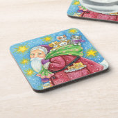 かわいいクリスマス サンタクロースと子猫と猫たち！ コースター (左側)