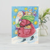 かわいいクリスマス サンタクロースと子猫と猫たち！ シーズンカード (スタンド正面)