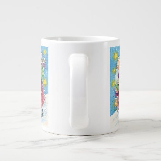 かわいいクリスマス サンタクロースと子猫と猫たち! ジャンボコーヒーマグカップ (裏面)