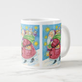 かわいいクリスマス サンタクロースと子猫と猫たち! ジャンボコーヒーマグカップ (正面右)