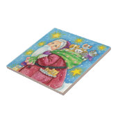 かわいいクリスマス サンタクロースと子猫と猫たち! タイル (側面)