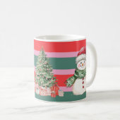 かわいいクリスマス サンタ雪だるまツリー コーヒーマグカップ (正面右)