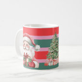 かわいいクリスマス サンタ雪だるまツリー コーヒーマグカップ (正面左)