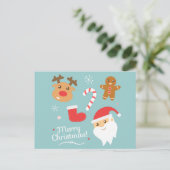 かわいいクリスマス – サンタ、トナカイ、ジンジャーブレッドマン シーズンポストカード (スタンド正面)