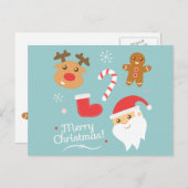 かわいいクリスマス – サンタ、トナカイ、ジンジャーブレッドマン シーズンポストカード (正面/裏面)