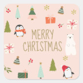かわいいクリスマス スクエアシール (正面)