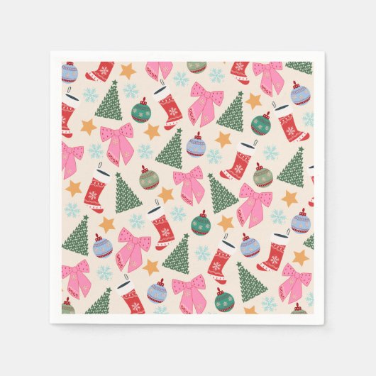 かわいいクリスマス スタンダードカクテルナプキン (正面)