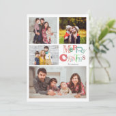 かわいいクリスマス タイポグラフィー 4 枚の写真のコラージュ 招待状 (スタンド正面)