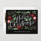 かわいいクリスマス ドゥードル ホリデー シーズンポストカード (正面/裏面)