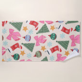 かわいいクリスマス ビーチタオル (正面)