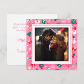 かわいいクリスマス ピンク フォトフレーム シーズンカード (正面/裏面)