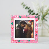かわいいクリスマス ピンク フォトフレーム シーズンカード (スタンド正面)