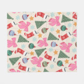 かわいいクリスマス フリースブランケット (正面(横))