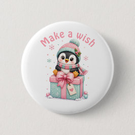 かわいいクリスマス ペンギンのギフトボックス 缶バッジ
