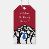 かわいいクリスマス ペンギンの家族のモノグラム ギフトタグ (正面)