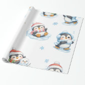 かわいいクリスマス ペンギン デザイン ラッピングペーパー (アンロールド)