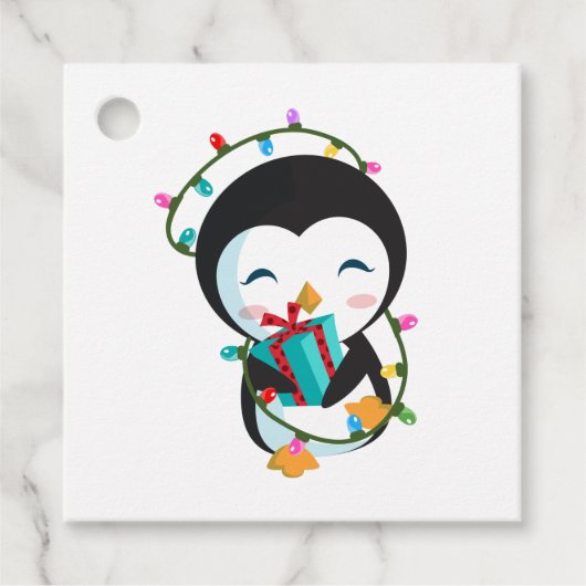かわいいクリスマス ペンギン フェイバータグ (正面)