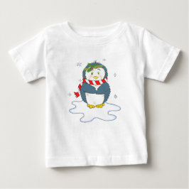 かわいいクリスマス ペンギン ベビーTシャツ