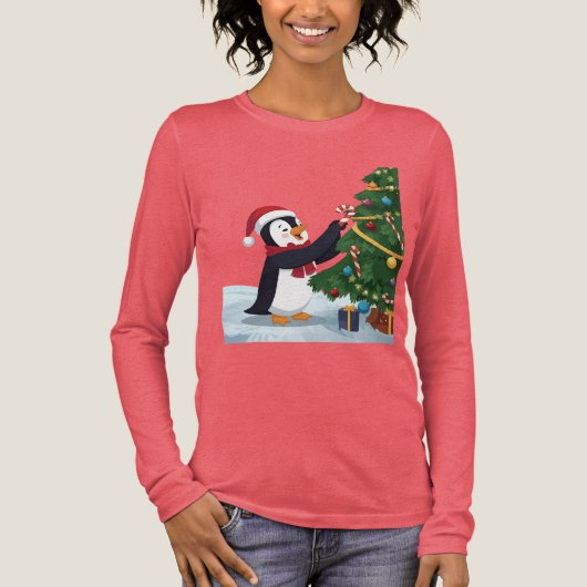 かわいいクリスマス ペンギン Tシャツ (正面)