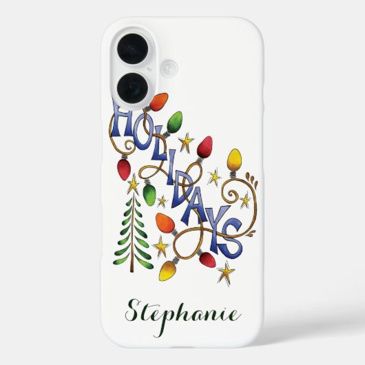かわいいクリスマス、ホリデーテキストのライトとスター Case-Mate iPhoneケース (裏面)