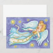 かわいいクリスマス、ホルンを演奏する音楽天使 シーズンカード (正面/裏面)