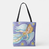 かわいいクリスマス、ホルンを演奏する音楽天使 トートバッグ (裏面)