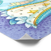 かわいいクリスマス、ホルンを演奏する音楽天使 ポスター (角)