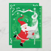 かわいいクリスマス、ミュージックサンタクロースパーティー招待状 招待状 (正面/裏面)