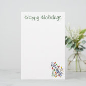 かわいいクリスマス ライトと星のホリデーテキスト 便箋 (スタンド正面)