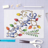 かわいいクリスマス ライトと星のホリデーテキスト 薄葉紙 (クラフト)