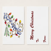 かわいいクリスマス、ライト&スターズウィズホリデー文字 (正面&裏面)