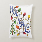 かわいいクリスマス、ライト&スターズウィズホリデー文字 アクセントクッション (裏面(縦))