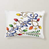 かわいいクリスマス、ライト&スターズウィズホリデー文字 アクセントクッション (裏面)