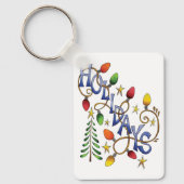 かわいいクリスマス、ライト&スターズウィズホリデー文字 キーホルダー (正面)