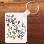 かわいいクリスマス、ライト&スターズウィズホリデー文字 キーホルダー (裏面)