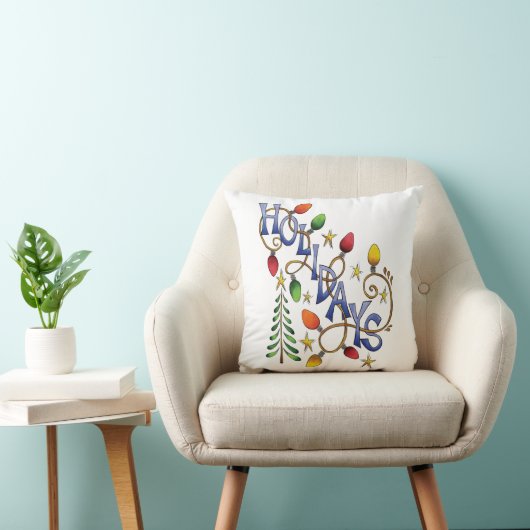 かわいいクリスマス、ライト&スターズウィズホリデー文字 クッション (椅子)