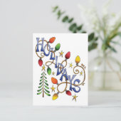 かわいいクリスマス、ライト&スターズウィズホリデー文字 シーズンポストカード (スタンド正面)