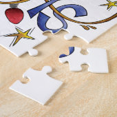 かわいいクリスマス、ライト&スターズウィズホリデー文字 ジグソーパズル (側面)