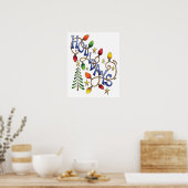 かわいいクリスマス、ライト&スターズウィズホリデー文字 ポスター (キッチン)