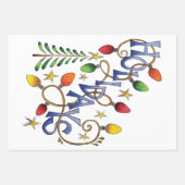 かわいいクリスマス、ライト&スターズウィズホリデー文字 ラッピングペーパーシート (正面3)