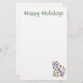 かわいいクリスマス、ライト&スターズウィズホリデー文字 便箋 (正面/裏面)