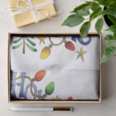 かわいいクリスマス、ライト&スターズウィズホリデー文字 薄葉紙 (ギフト)