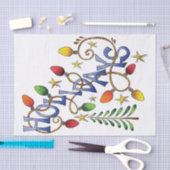 かわいいクリスマス、ライト&スターズウィズホリデー文字 薄葉紙 (クラフト)