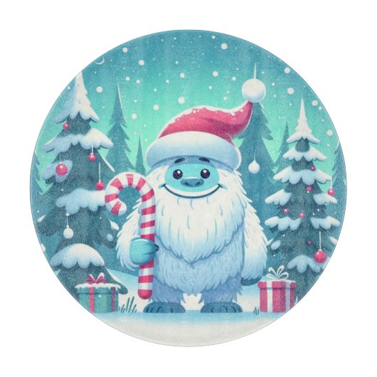 かわいいクリスマス/冬のイェティ カッティングボード (正面)