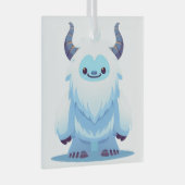 かわいいクリスマス/冬のイェティ ガラスオーナメント (正面右)