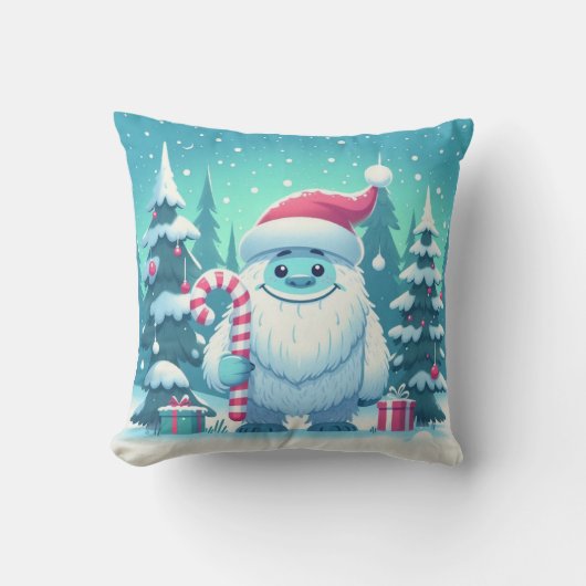 かわいいクリスマス/冬のイェティ クッション (正面)
