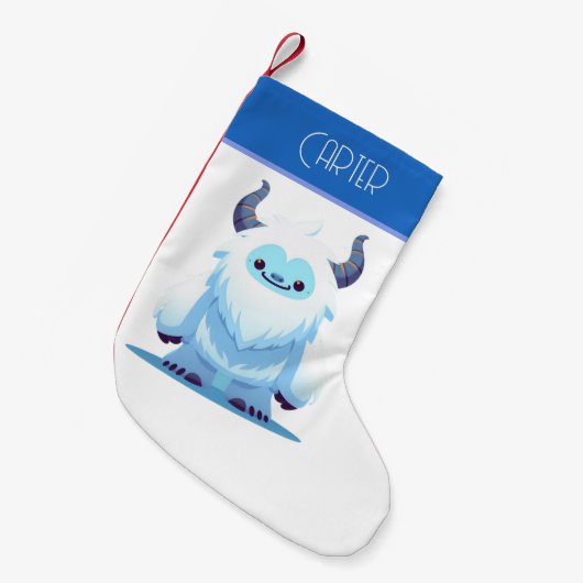 かわいいクリスマス/冬のイェティ スモールクリスマスストッキング (正面 (吊り時))