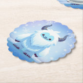 かわいいクリスマス/冬のイェティ ペーパーコースター (アングル)